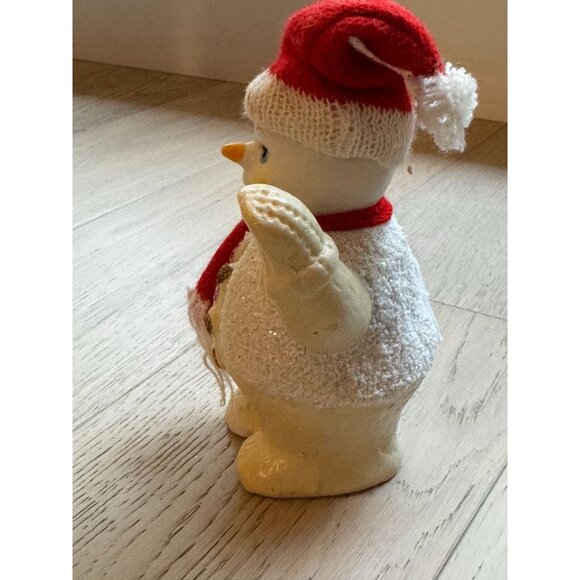 Vintage Snowman Figurine With Red Hat & Scarf ceramic porcelain christmas winter - Picture 5 of 8
